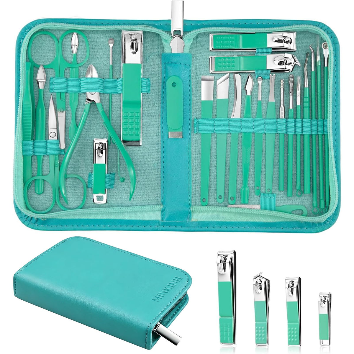 MINKINH Nail Clippers Set Manicure Pedicure Kit, 26-Piece Stainless Steel