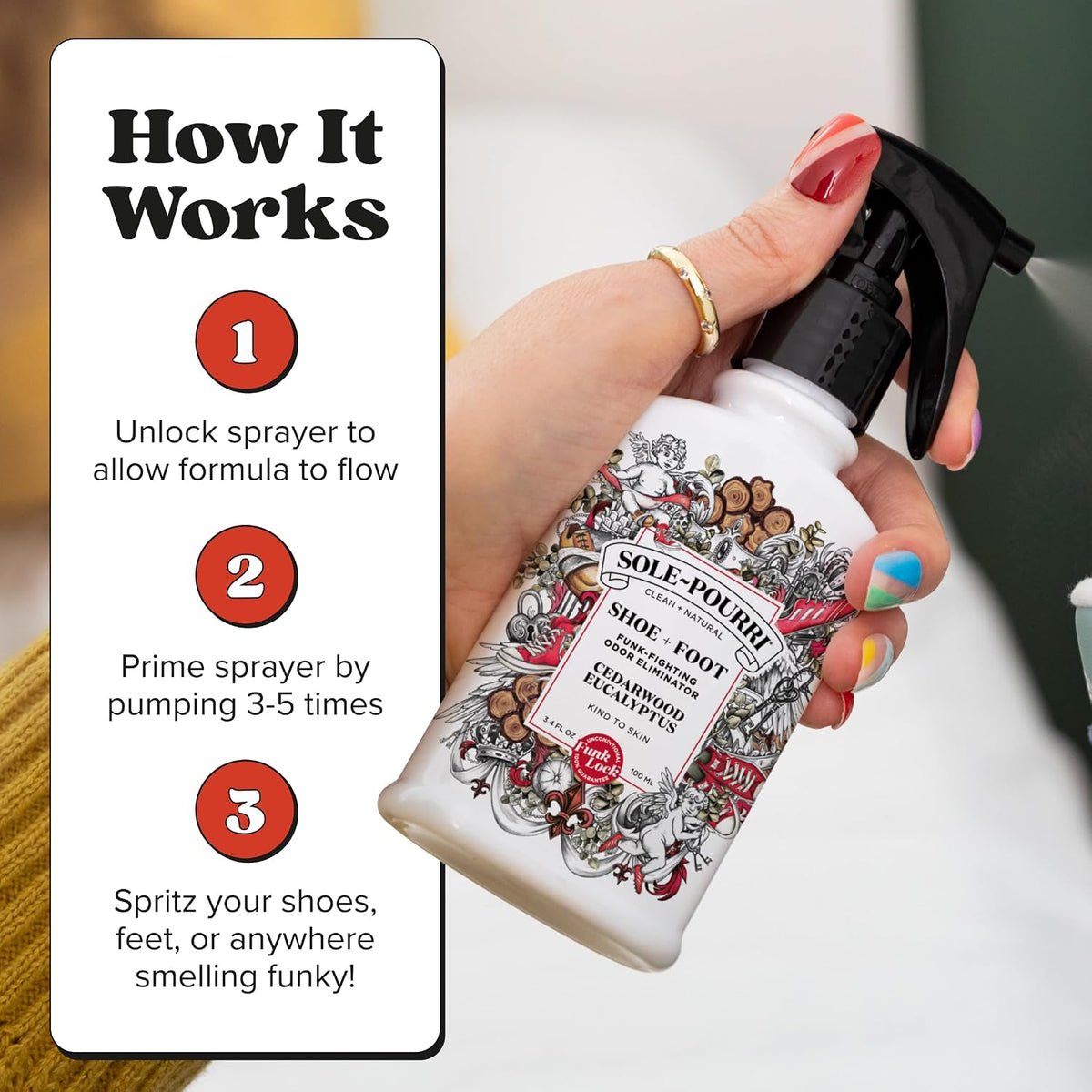 Sole-Pourri Shoe Deodorizer + Foot Spray, 3.4 Fl Oz