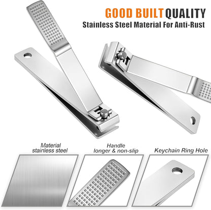 5-Pack Large Toenail Clippers Straight Edge, 3.15 inch Silver