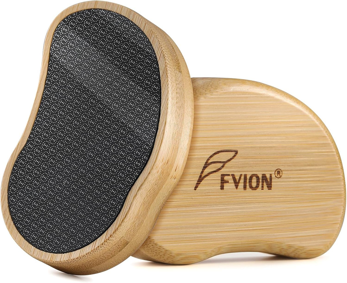FVION Nano Glass Foot File with Bamboo Handle - Foot Scrubber Dead Skin Pumice Stone for Feet - The Ultimate Gentle Pedicure File Feet Callus Remover (Yellow)