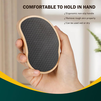FVION Nano Glass Foot File with Bamboo Handle - Foot Scrubber Dead Skin Pumice Stone for Feet - The Ultimate Gentle Pedicure File Feet Callus Remover (Yellow)