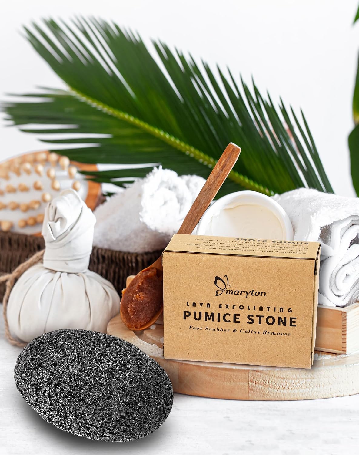 Maryton Natural Pumice Stone for Feet - Lava Foot Exfoliator Scrubber Pedicure Tools, Dead Skin Corn Callus Remover for Feet and Hands, 2 Count