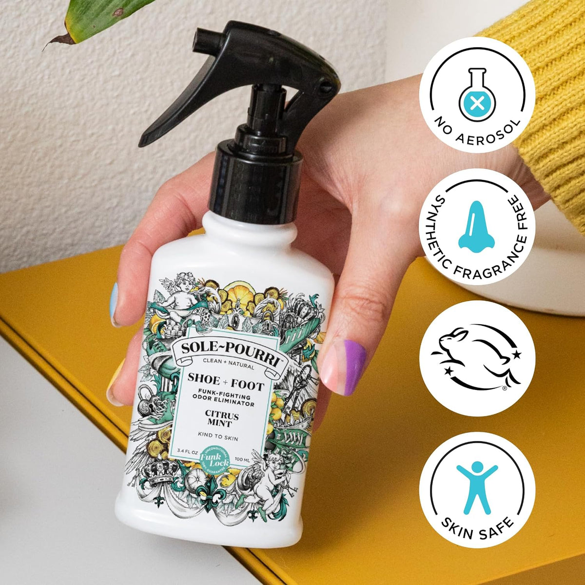Sole-Pourri Shoe Deodorizer + Foot Spray Odor Freshener, 10 Ml