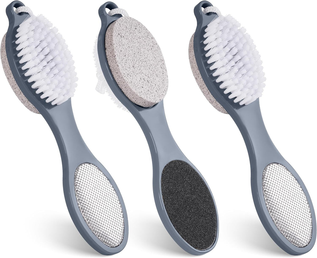 3 Pcs 4-in-1 Foot Scrubber Brush for Feet & Shower