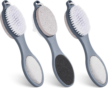 3 Pcs 4-in-1 Foot Scrubber Brush for Feet & Shower
