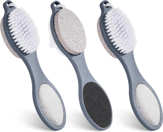3 Pcs 4-in-1 Foot Scrubber Brush for Feet & Shower