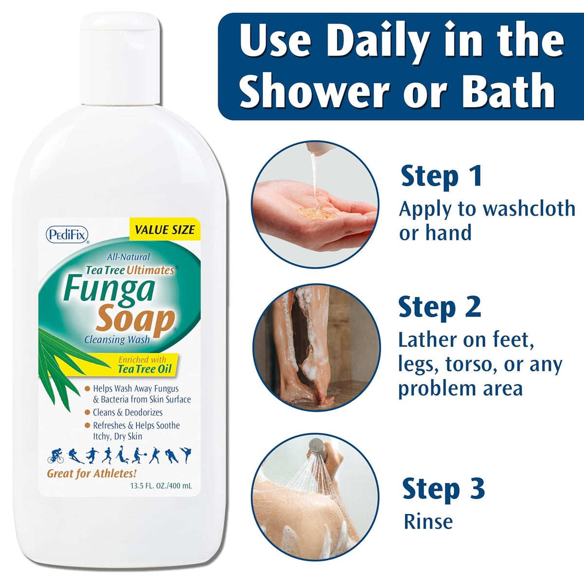 Pedifix FungaSoap Tea Tree Oil Foot & Body Wash, 13.5 fl oz