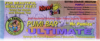 Mr. Pumice Ultimate PUMI Bar, 2-in-1 Callus Remover, Pedicure Stone & Ped File Scrubber for Smooth Feet and Heels, Dual-Grit (Medium + Coarse), 1 Pack