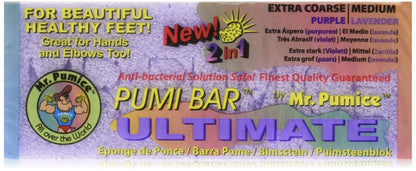 Mr. Pumice Ultimate PUMI Bar, 2-in-1 Callus Remover, Pedicure Stone & Ped File Scrubber for Smooth Feet and Heels, Dual-Grit (Medium + Coarse), 1 Pack