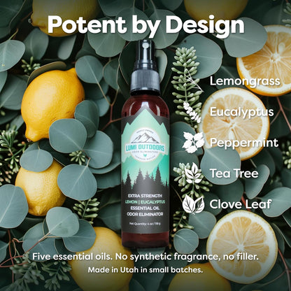 Lumi Outdoors Natural Shoe Deodorizer Spray 3 Pack Bundle - Lemon Eucalyptus, Citrus Tea Tree, Lavender Tea Tree