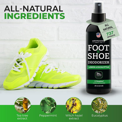 Aromasong Natural Shoe Deodorizer and Foot Spray - 24-Hour Freshness Foot Odor Eliminator for Feet - Extra Strength Fresher for Smelly Shoes & Stinky Feet Spray with Refreshing Scent, 4oz