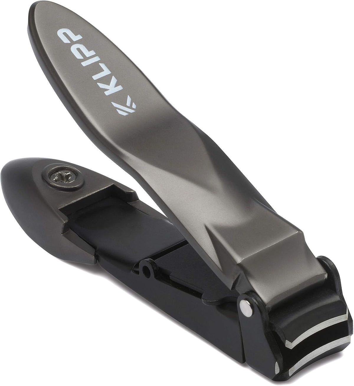 Nail Clippers for Men with Catcher - KLIPP Heavy Duty Razor-Sharp Self-Collecting Nail Cutter, Ergonomic Lever for Fingernails & Toenails, Ideal Gift for Men & Grooming Gifts Includes Ziplock Pouch