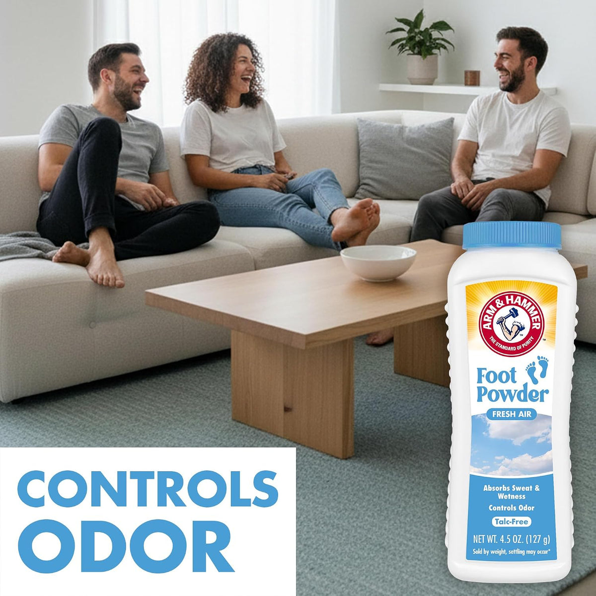 Arm & Hammer Soothing Foot Powder, Odor Control, Fresh Air Scent, 4.5 oz