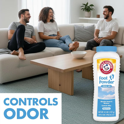 Arm & Hammer Soothing Foot Powder, Odor Control, Fresh Air Scent, 4.5 oz