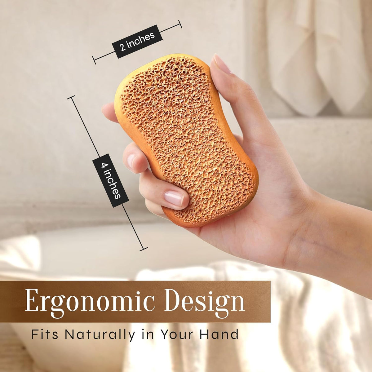 Facón Pumice Stone for Feet Callus Remover - Terra-Cotta Foot Scrubber with 2 Sides, 100% Pure Natural Foot Pumice Stone, Pedicure Pumice Stone Scrubber, Foot Exfoliator, Removes Calluses & Dead Skin
