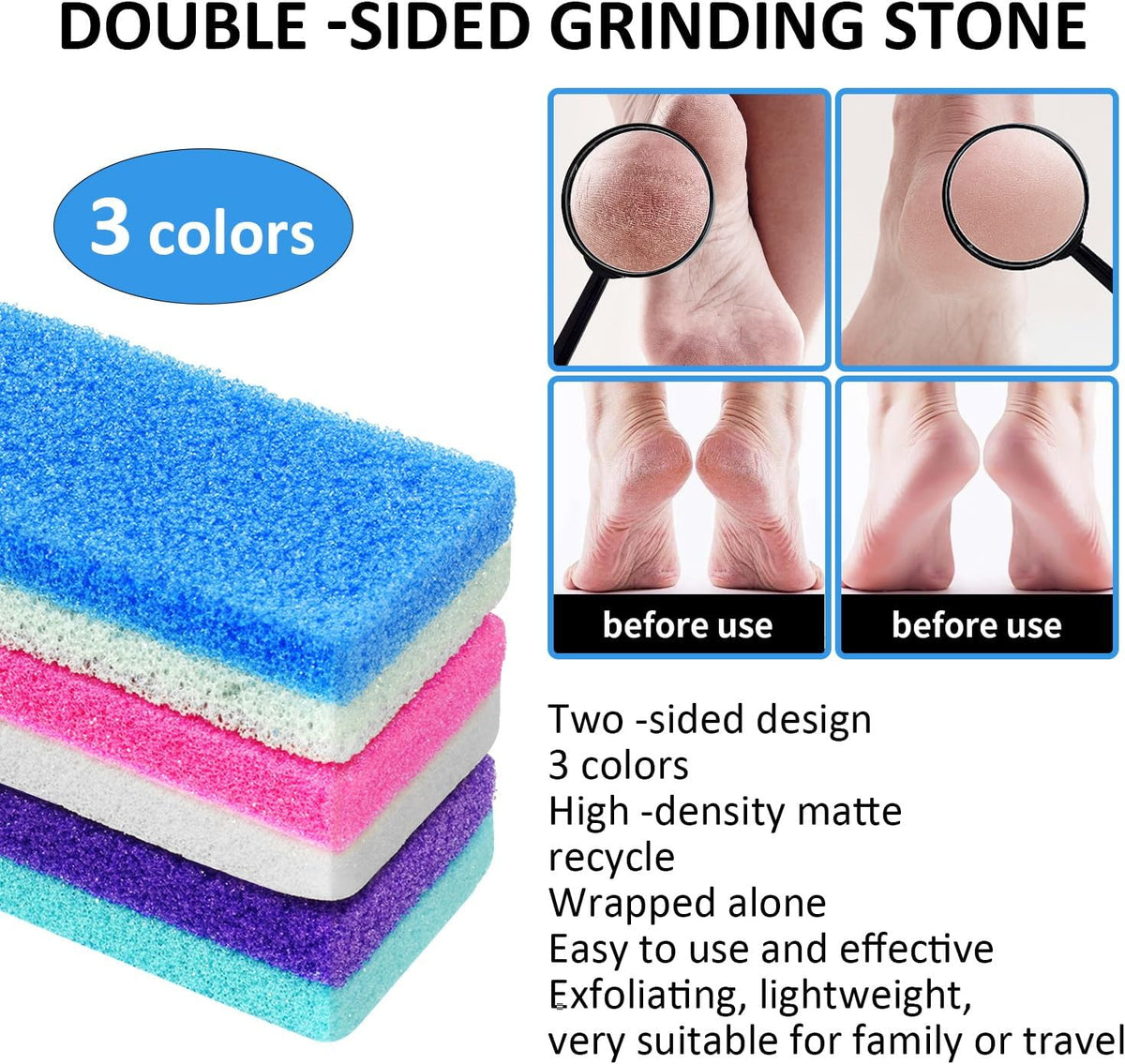 NYQIUGER 6Pcs Professional Pedicure Foot Pumice Stone for Feet Skin Callus Remover and Scrubber for Dead Skins Sided
