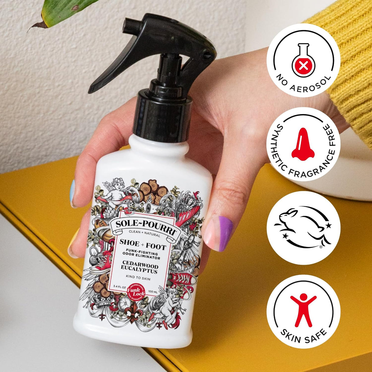 Sole-Pourri Shoe Deodorizer + Foot Spray, 3.4 Fl Oz