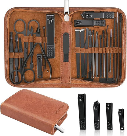 MINKINH Manicure Set Nail Clippers Set Pedicure Kit, 26-Piece Brown