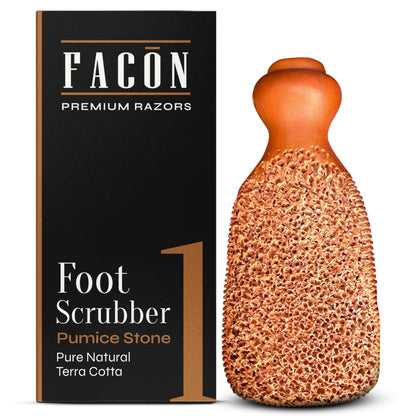 Facón Pumice Stone for Feet Callus Remover - Terra-Cotta Foot Scrubber with 2 Sides, 100% Pure Natural Foot Pumise Stone, Pedicure Pumice Stone Scrubber, Foot Exfoliator, Removes Calluses & Dead Skin