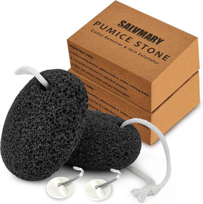 SALVMARY Natural Pumice Stone for Feet Foot Scrubber Callus Remover 2 Pack