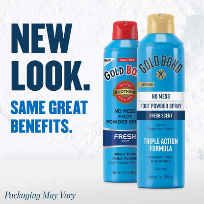 Gold Bond Foot Powder Spray, No Mess Talc-Free, 7 Oz., Fresh Scent