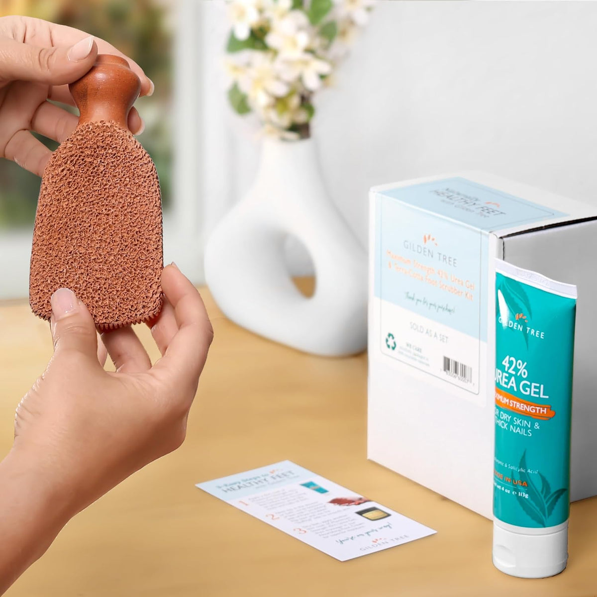 GILDEN TREE Callus Remover Gel + Foot Scrubber Kit - Pedicure Tools for Dry Cracked Heels