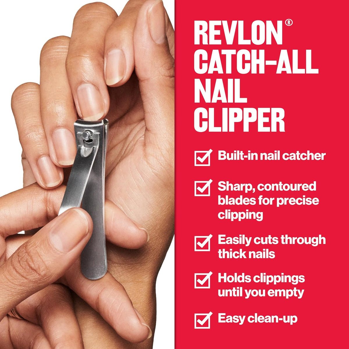 Revlon Catch-All Nail Clipper, Silver, 1 Count
