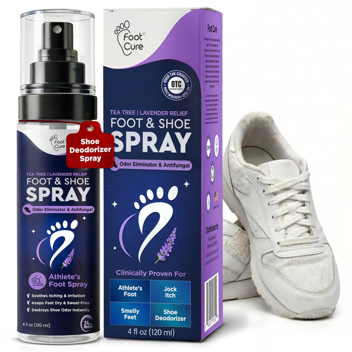 Shoe Deodorizer, Foot Odor Spray, Tea Tree | Mint Odor Eliminator - 120ml