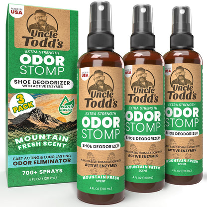 Uncle Todd's Shoe Deodorizer Spray - Proven & Powerful Enzyme Formula Spray for Shoe Odor Elimination in All Footwear (Midnight Rain)