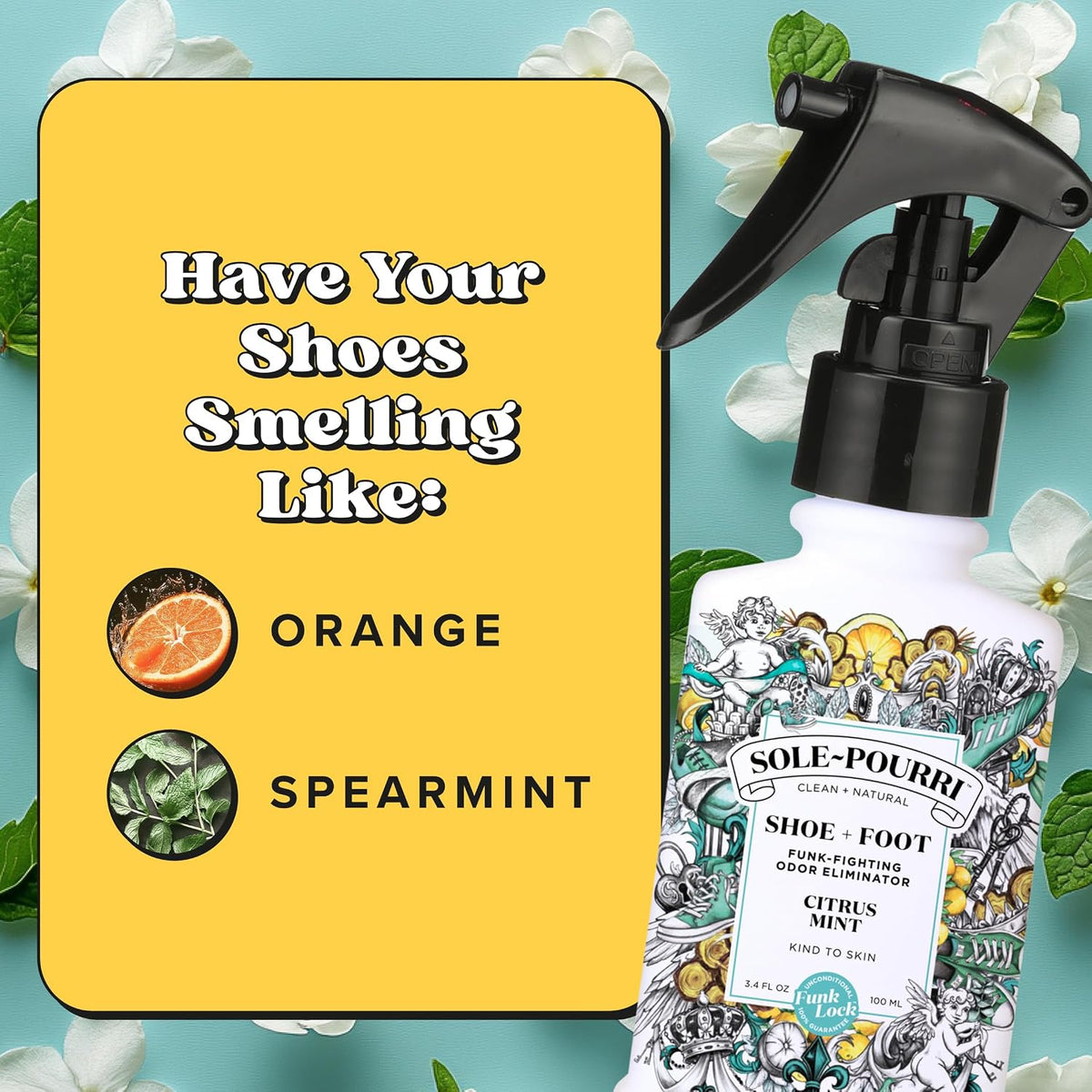 Sole-Pourri Shoe Deodorizer + Foot Spray Odor Freshener, 10 Ml