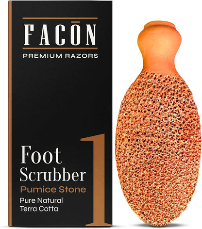 Facón Pumice Stone for Feet Callus Remover - Terra-Cotta Foot Scrubber with 2 Sides, 100% Pure Natural Foot Pumise Stone, Pedicure Pumice Stone Scrubber, Foot Exfoliator, Removes Calluses & Dead Skin