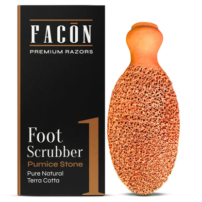 Facón Pumice Stone for Feet Callus Remover - Terra-Cotta Foot Scrubber with 2 Sides, 100% Pure Natural Foot Pumise Stone, Pedicure Pumice Stone Scrubber, Foot Exfoliator, Removes Calluses & Dead Skin