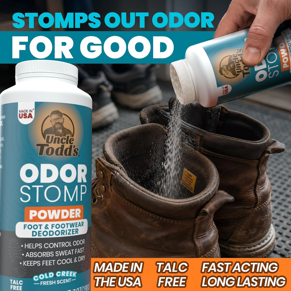 3-in-1 Foot Powder - Controls Sweat, Odor & Keeps Feet Dry - Talc-Free, 7oz