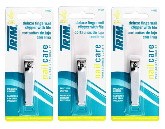 Set of 3 Trim Deluxe Fingernail Clippers with File bundled by Maven Gifts