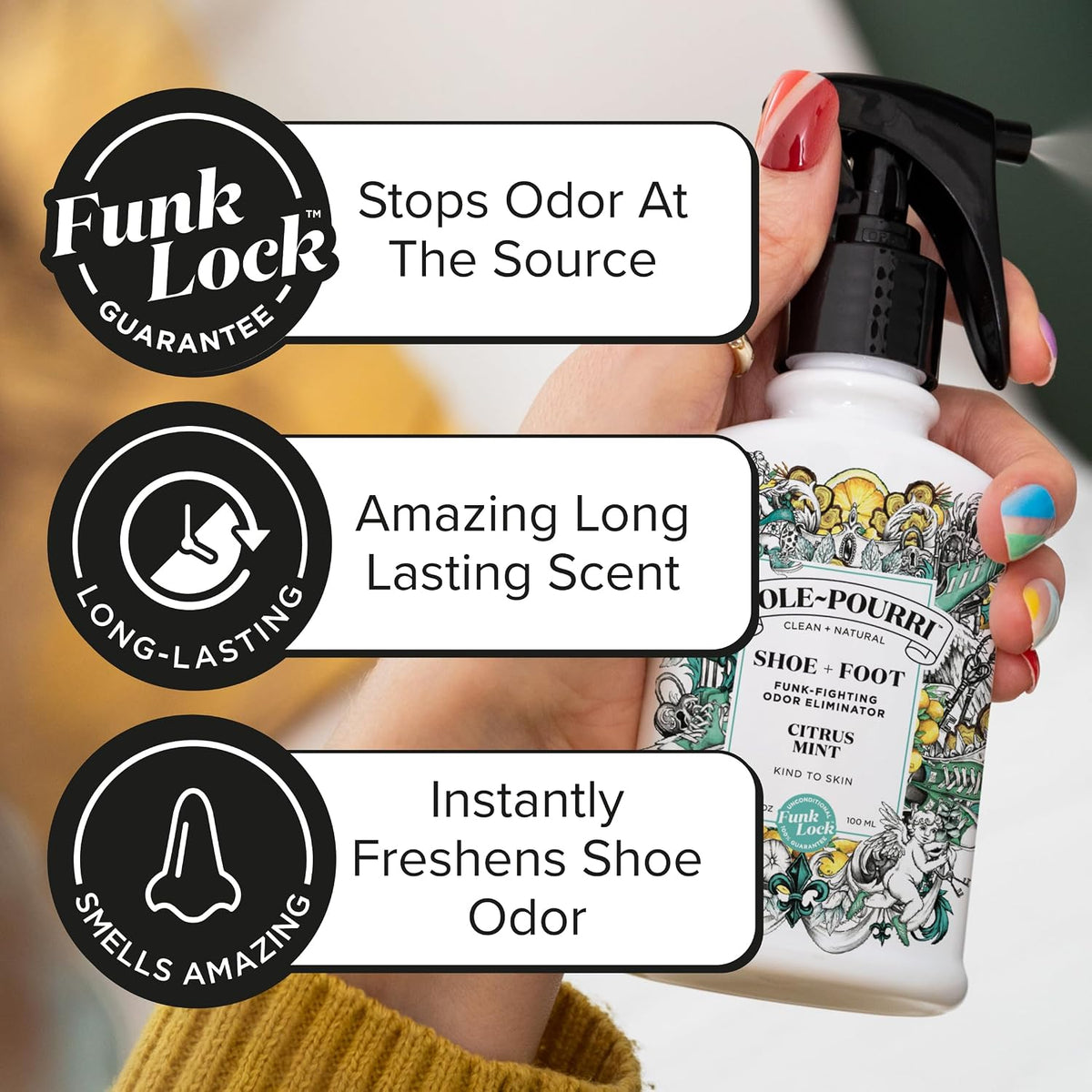 Sole-Pourri Shoe Deodorizer + Foot Spray Odor Freshener, 10 Ml
