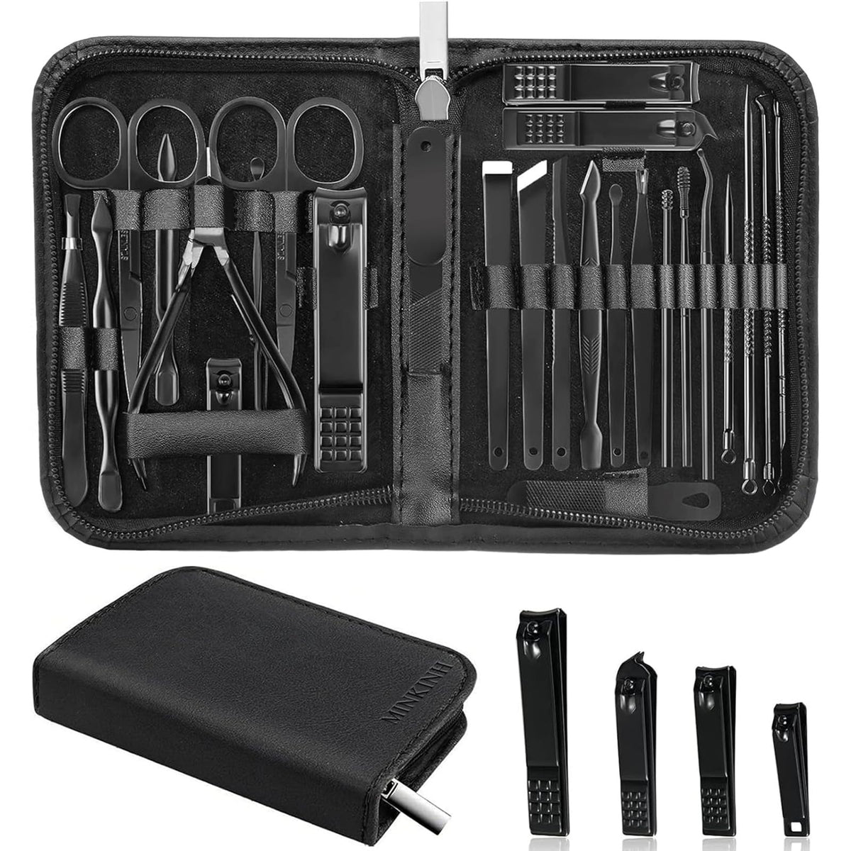 MINKINH Nail Clippers Set Manicure Pedicure Kit, 26-Piece Stainless Steel