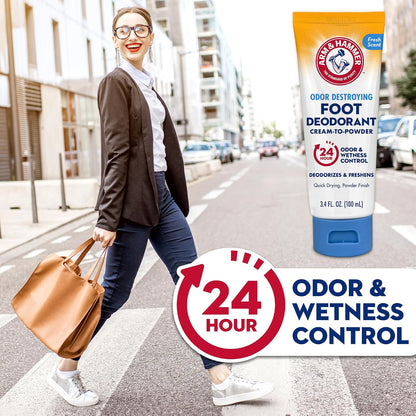 Arm & Hammer Cream to Powder Foot Deodorant, Sweat & Odor Control