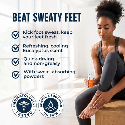 Carpe Sweat Absorbing Foot Lotion + Applicator, Eucalyptus - 1 Tube