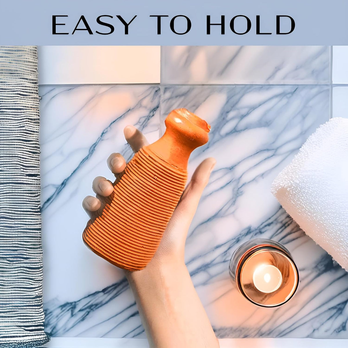 QUBA LINEN Pumice Stone for Feet – 2-Sided Terra Cotta Foot Scrubber, Natural Callus Remover for Dry Skin & Rough Heels, Cracked Heels – Pedicure Exfoliator for Feet Hands Body