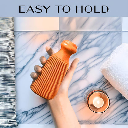 QUBA LINEN Pumice Stone for Feet – 2-Sided Terra Cotta Foot Scrubber, Natural Callus Remover for Dry Skin & Rough Heels, Cracked Heels – Pedicure Exfoliator for Feet Hands Body