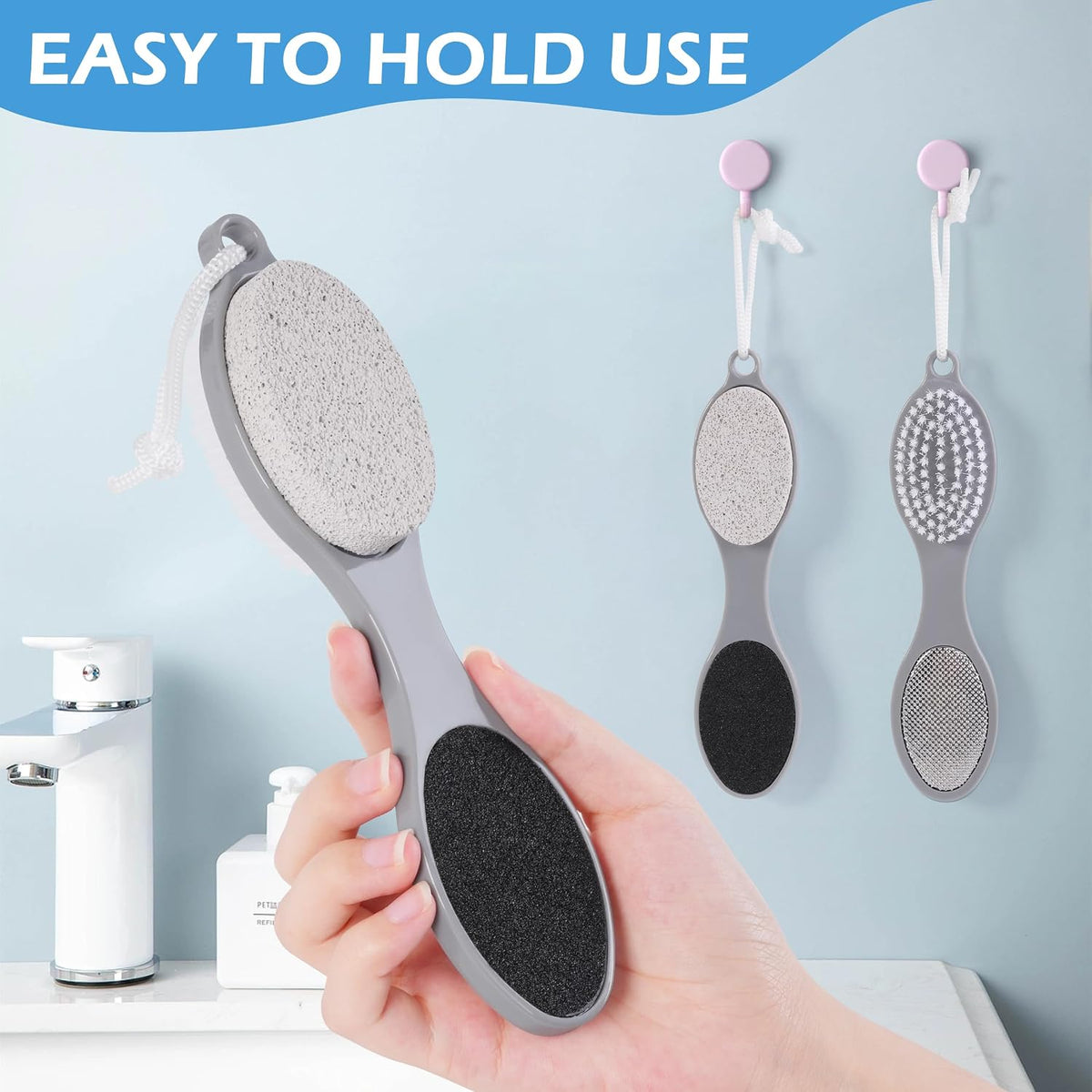 3 Pcs 4-in-1 Foot Scrubber Brush for Feet & Shower