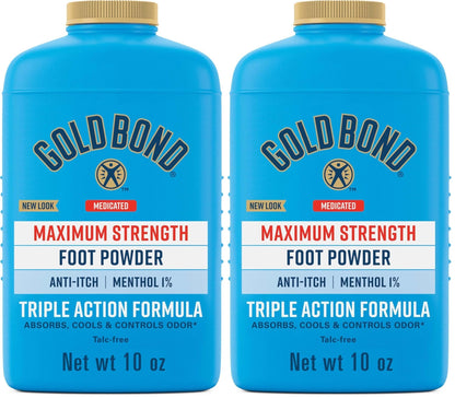 Gold Bond Medicated Foot Powder, Talc Free, 10 oz, Odor Control