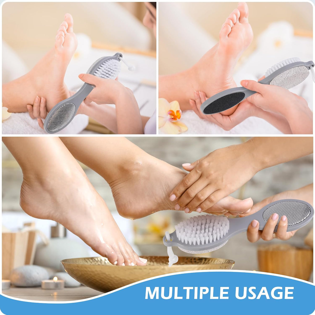 3 Pcs 4-in-1 Foot Scrubber Brush for Feet & Shower