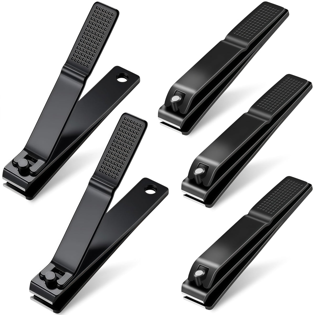 5-Pack Large Toenail Clippers Straight Edge, 3.15 inch Silver