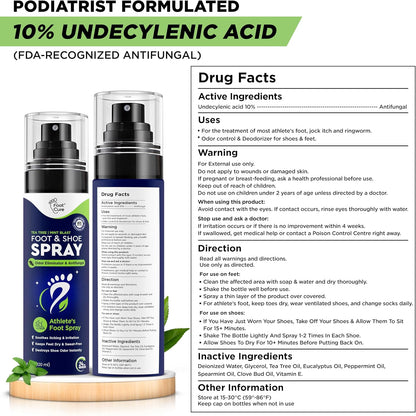 Shoe Deodorizer, Foot Odor Spray, Tea Tree | Mint Odor Eliminator - 120ml