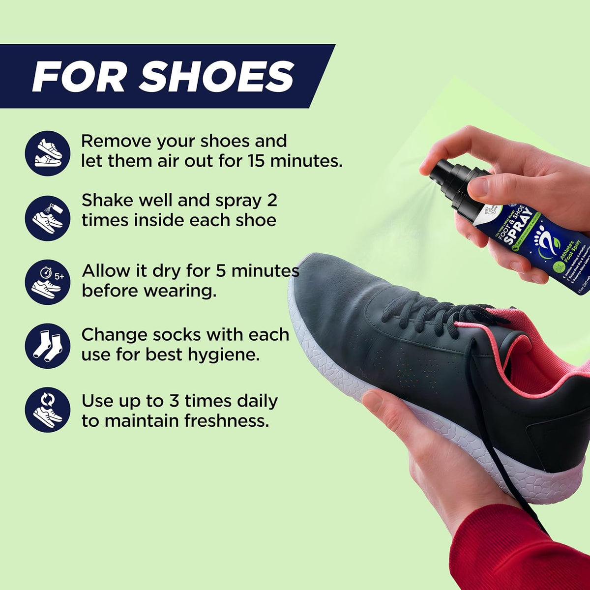 Shoe Deodorizer, Foot Odor Spray, Tea Tree | Mint Odor Eliminator - 120ml