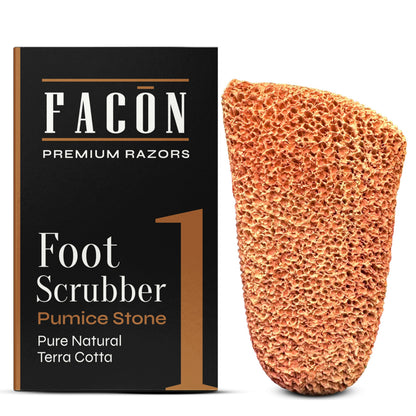 Facón Pumice Stone for Feet Callus Remover - Terra-Cotta Foot Scrubber with 2 Sides, 100% Pure Natural Foot Pumise Stone, Pedicure Pumice Stone Scrubber, Foot Exfoliator, Removes Calluses & Dead Skin