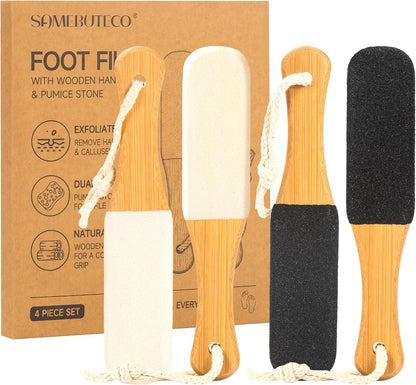 SAMEBUTECO 4Pk Pedicure Foot File Pumice Stone White Corundum Callus Dead Skin Remover