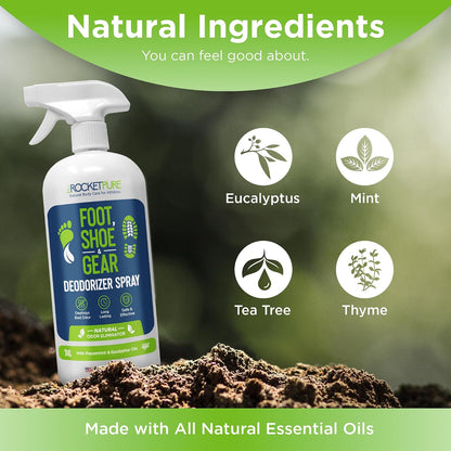 Rocket Pure Natural Foot and Shoe Deodorizer Spray, Mint, 32 fl oz, 1-Pack