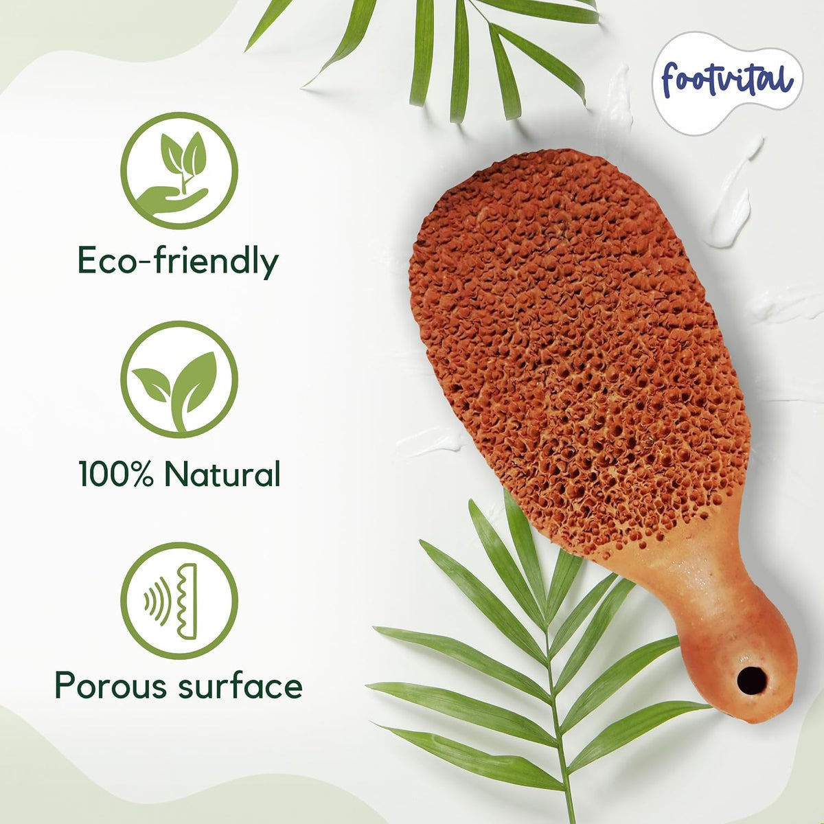 Pumice Stone for Feet Callus Remover - Terra-Cotta Foot Scrubber with 2 Sides, 100% Pure Natural Foot Pumice Stone, Pedicure Scrubber, Foot Exfoliator, Removes Calluses & Dead Skin